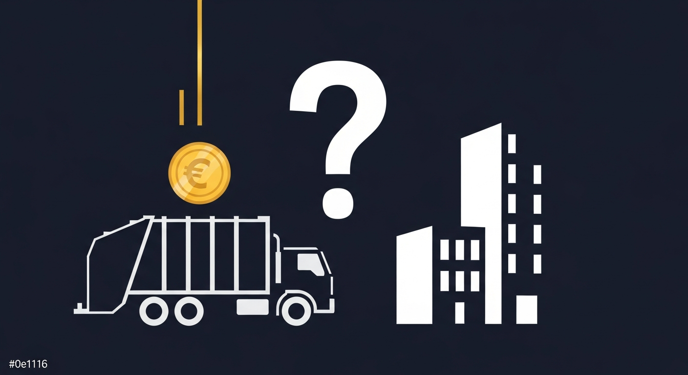 Garbage truck with question mark